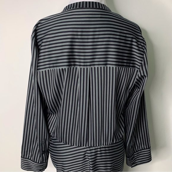 Veronica Beard Women's Blac White Ruched Striped Cotton Poplin Dress Size 10 - Picture 7 of 16
